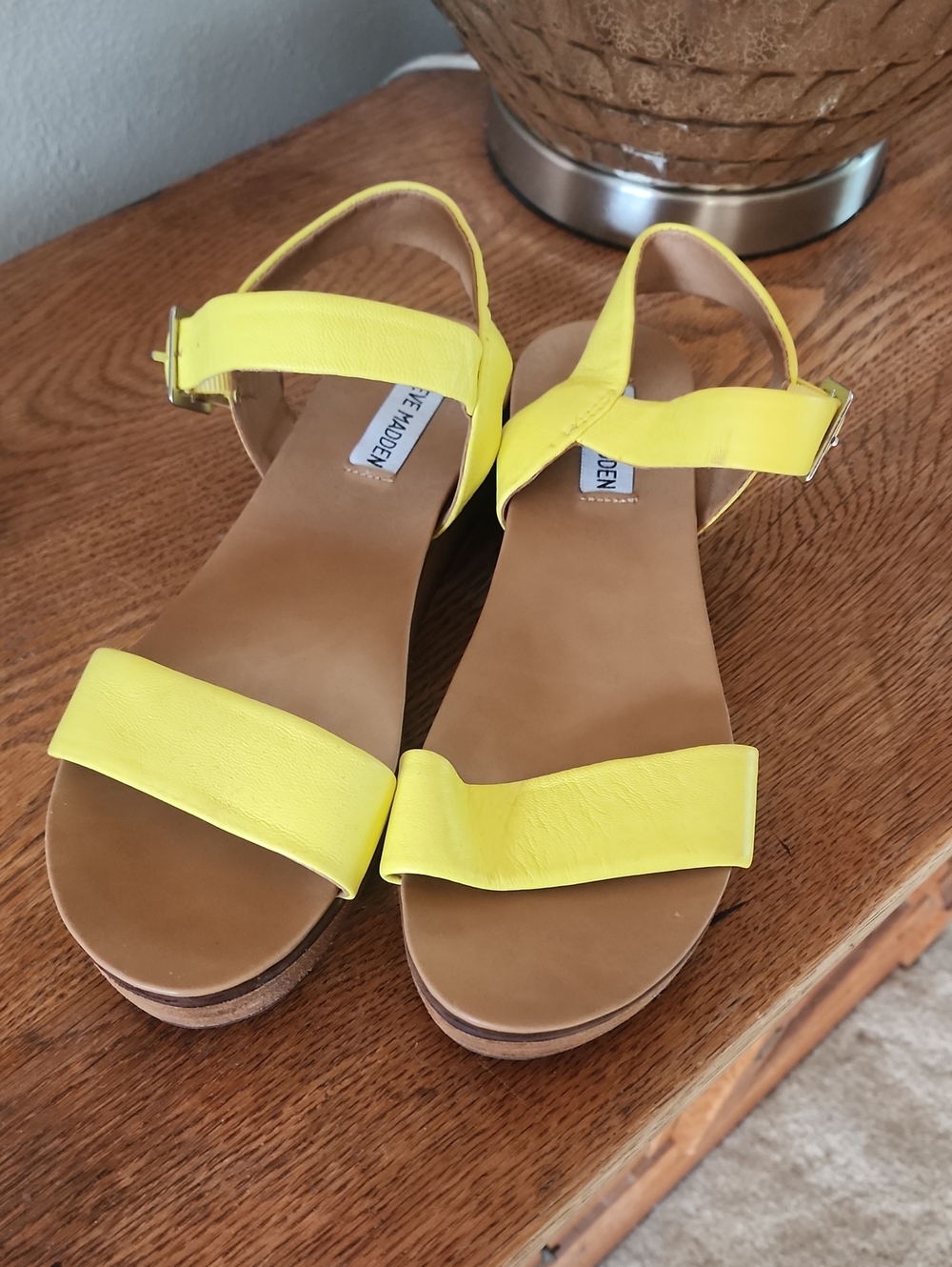 Steve Madden Bright Yellow Leather Slingback Sandals